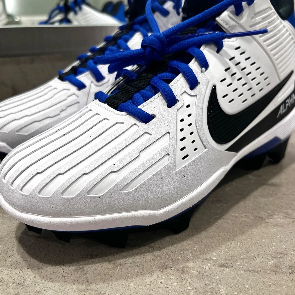 Nike Mens 12 Alpha Menace‎ Strong Football Cleats White/Hyper Royal Size 7.5